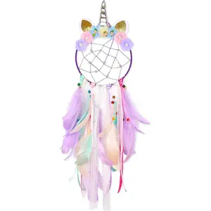 Dream Catchers for Kids Unicorn Wall Decor for Girls Bedroom Flower Feather Wall Hanging Decoration
