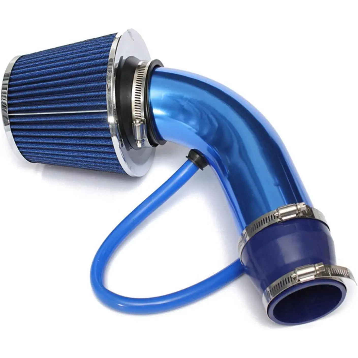3 Inch Universal Cold Air Intake Kit, Aluminum Induction Flow Hose Pipe Kit with Air Filter (Blue)