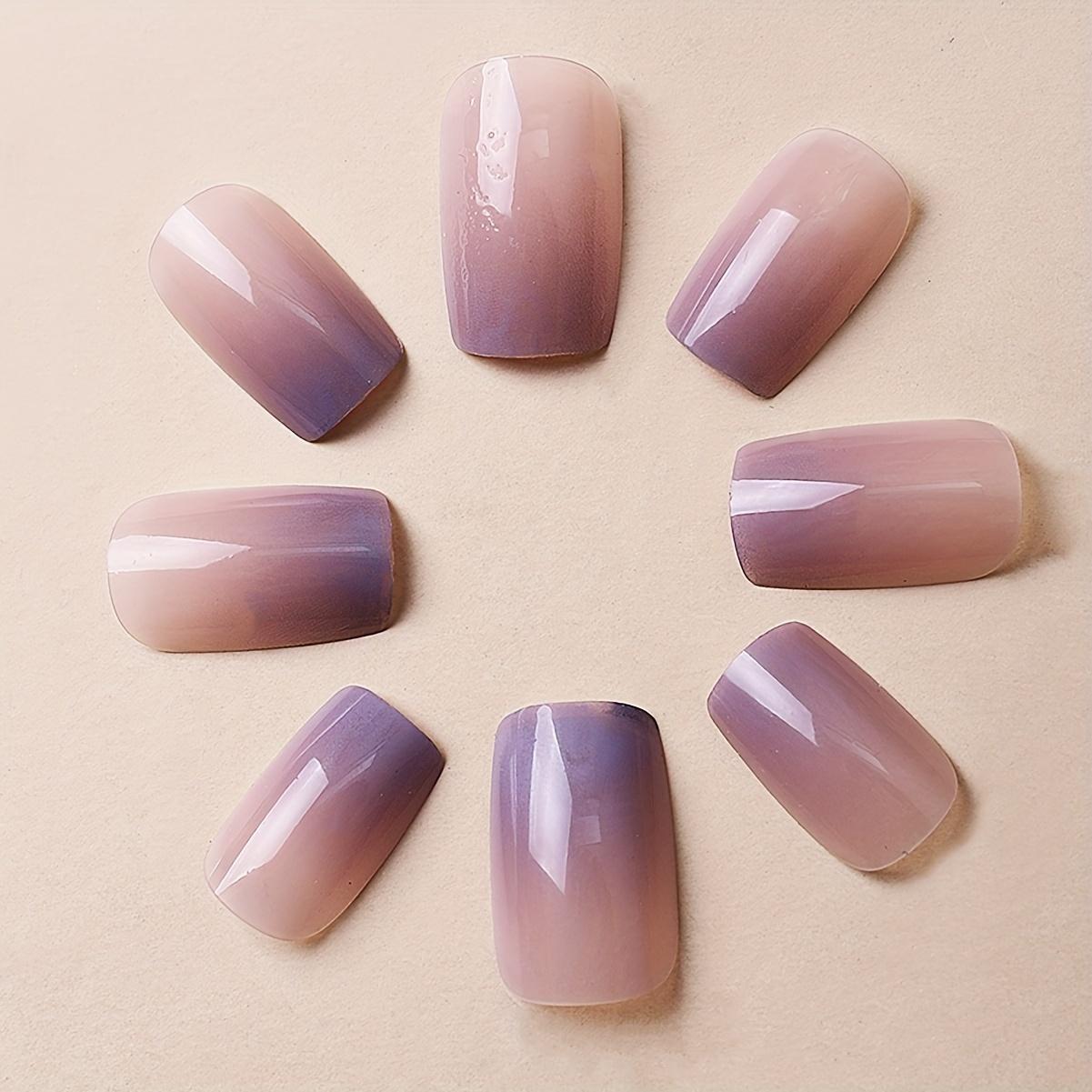 Women's 24pcs Medium-Length Square Gradient Glitter Press-On Nails - Easy Application, Suitable for Daily Wear & Wedding Occasions