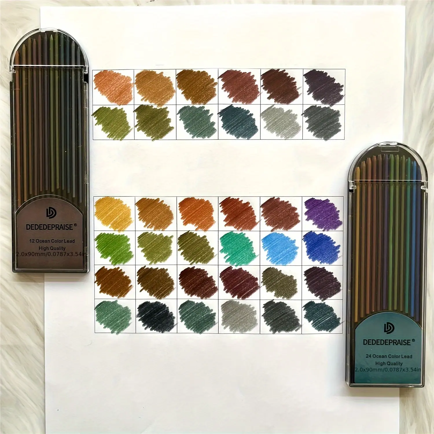[Colored Lead Refills] Dededepraise 12/24 color 2.0mm lead.Standard,portrait,macaron,retro colored lead.Uniquely Colored Lead Refills.2.0mm lead Portable Packaging