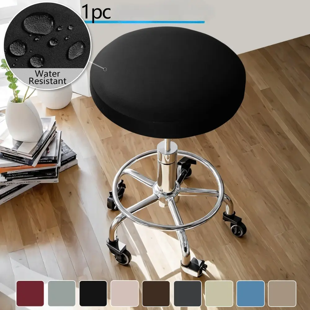 Durable Elastic Milk Silk Round Stool Cover, Easy to Clean Bar Chair Slipcover, Versatile and Stylish for Bedroom, Office, Living Room