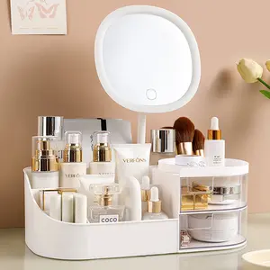 Drawer-style cosmetic organizer box, desktop dressing table, makeup mirror, skincare product shelf, cross-border lipstick makeup box