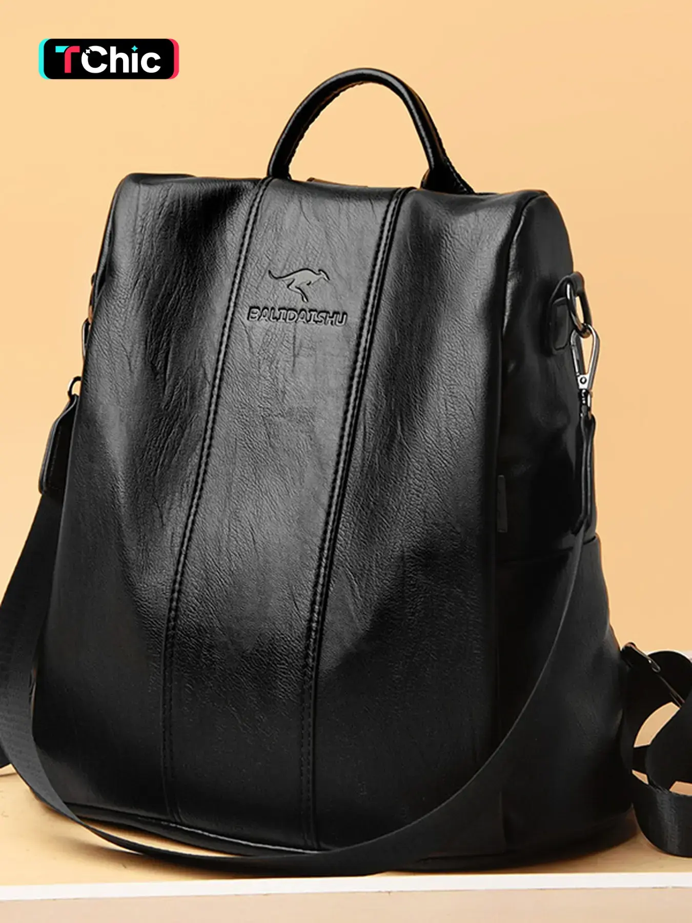 Women's Versatile Soft PU Leather Anti-Theft Daily Casual Travel Backpack, Business Style Backpack, Work Business Backpacks, Lightweight Large-Capacity Commuter Bag with Single-Shoulder Crossbody Strap