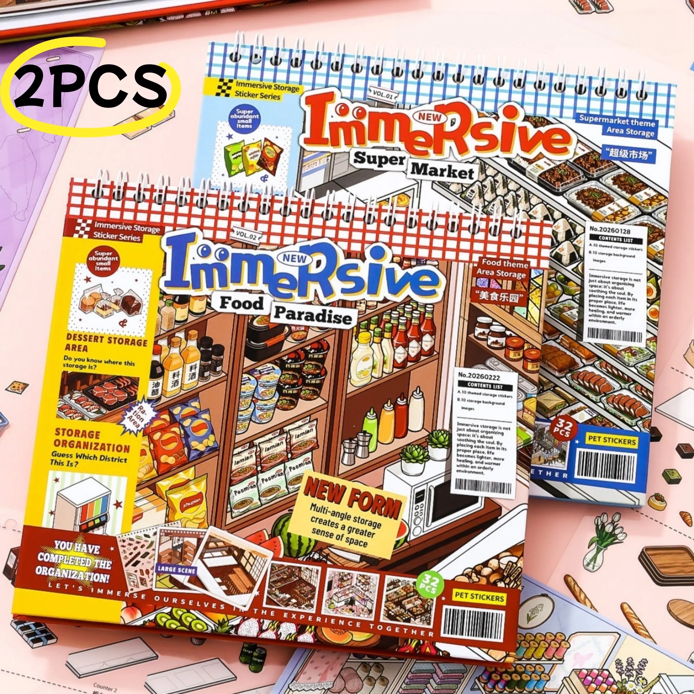 2-Piece Immersive Mini Scene DIY Sticker Book Set, Includes 20 Scene Cards, 40 Pet Stickers, 2 Coloring Pages, Ideal for Beginners, Fun Stickers