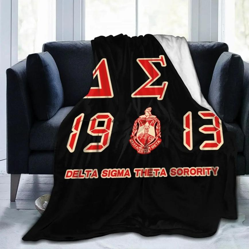 Delta Sigma Theta DST Sorority Blanket Ultra Soft Flannel Fleece Cozy Warm 3D Print Bedroom Couch Sofa Throw Bedding Tapestry Decor Decorative Throw Perfect Birthday Gift Christmas Gift for Sorority Members Viral Trending Greek Letter Aesthetic Style