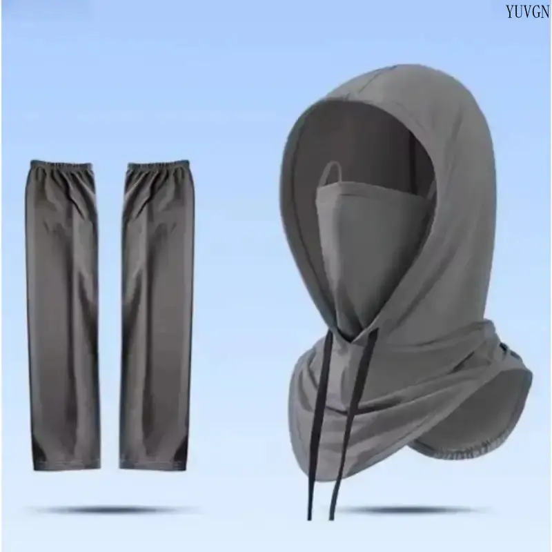 Unisex UV Protection Outdoor Set, Half-Face Sunscreen Mask, Neck Gaiter and Arm Sleeves, Versatile Accessory for Cycling and Fishing