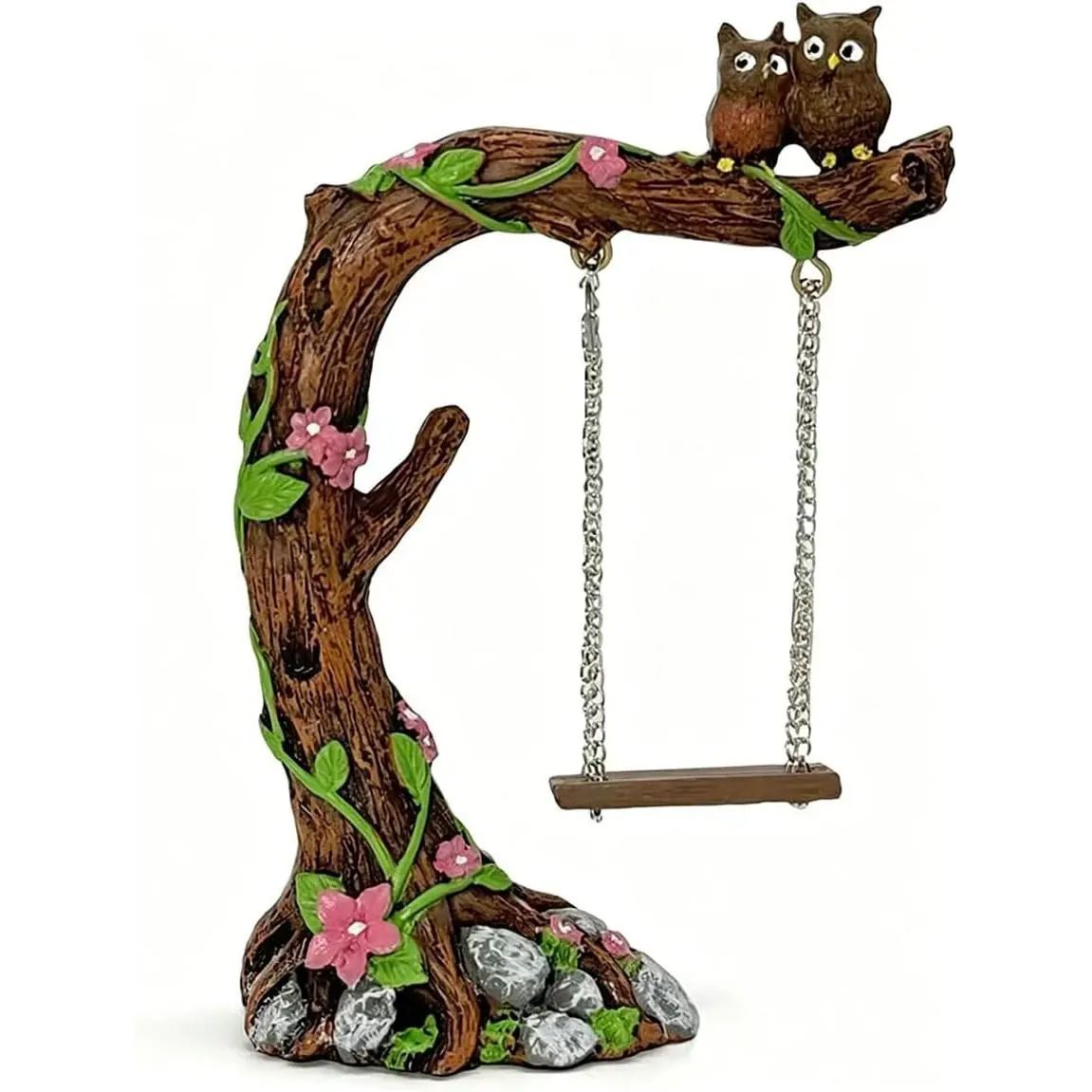 Jumping Spider Accessories, Funny Fairytale Garden Swing Climbing Toy, Garden Tree Owl Figurines for Jumping Spider Enclosures Accessory Decoration