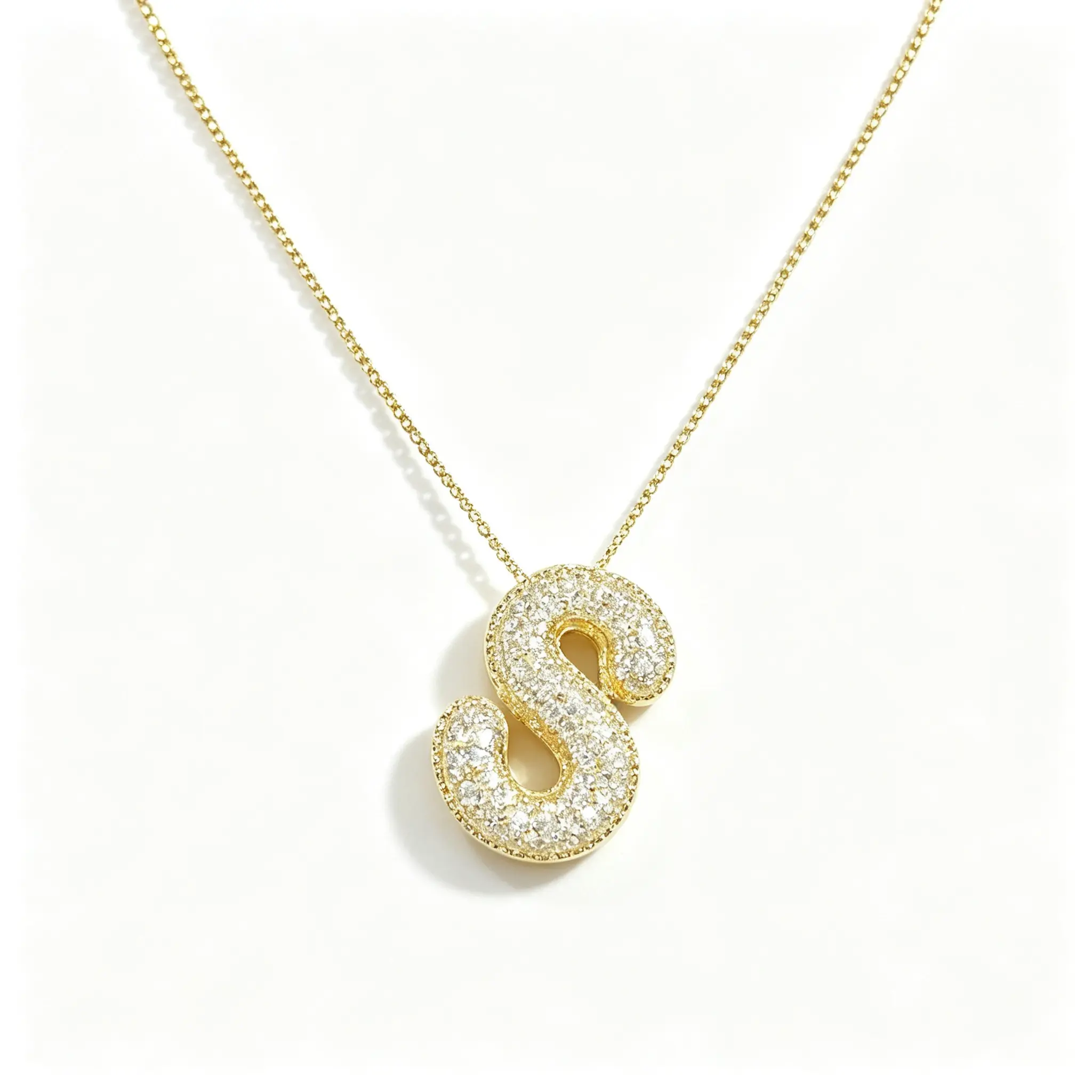 Women's Initial Letters Necklace, Bubble Design Pendant With Pavé Setting, Cute Casual Personalized Jewelry For Daily Wear And Gifting