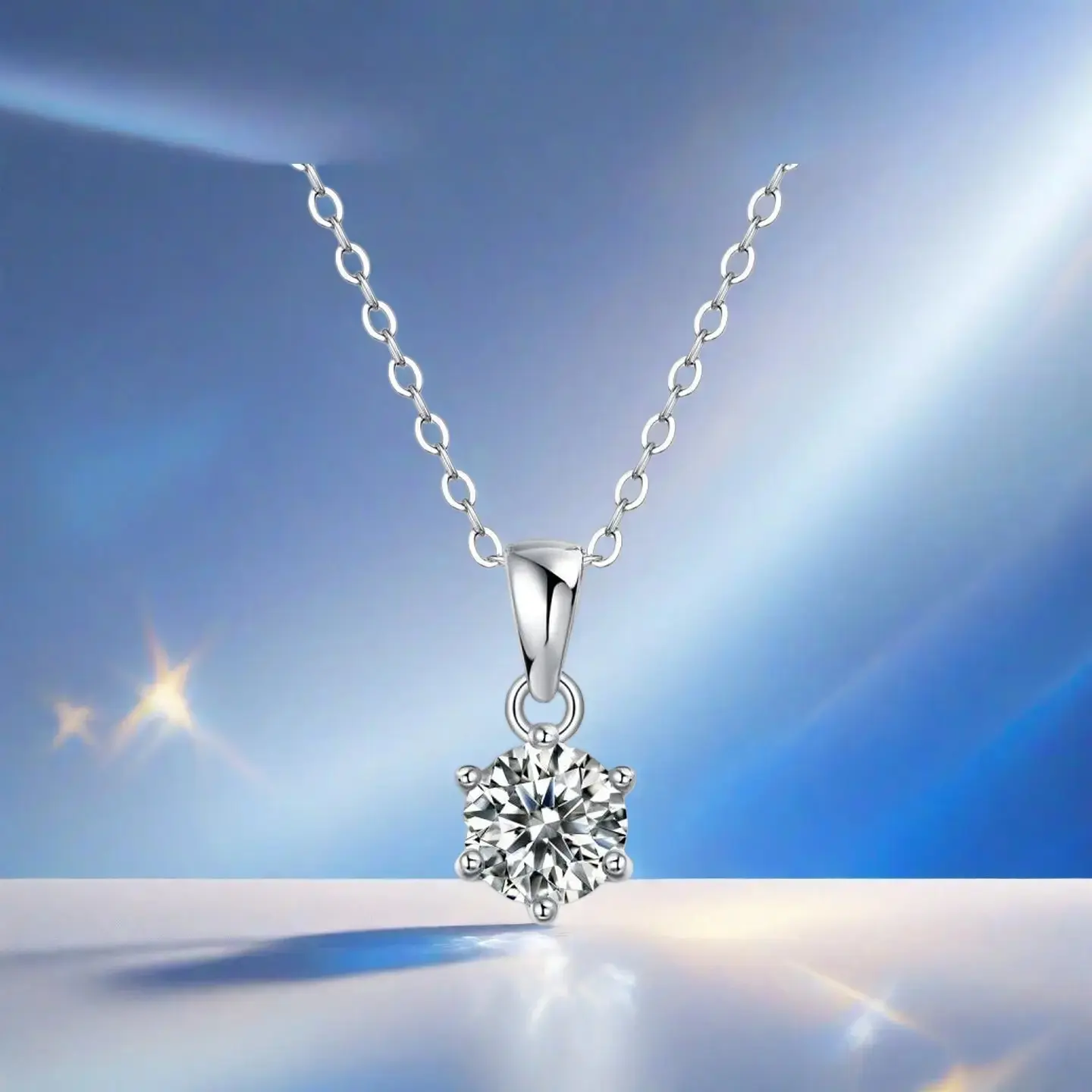 925 Silver 3ct Moissanite Pendant Necklace - Elegant Dance of Breeze Chainlove actually necklacegifts for girlfriend november  birthstone cooler  trinket princess  jewels Feminine Design