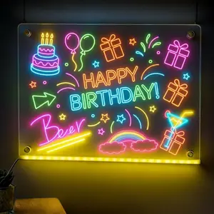 16 x 12 Lumiboard LED Drawing Message Note Board Light Clear Acrylic Dry Erase Whiteboard Wall Includes 8 Color Markers Kit Home Office Menu Sign Ideal Gift Christmas Decoration