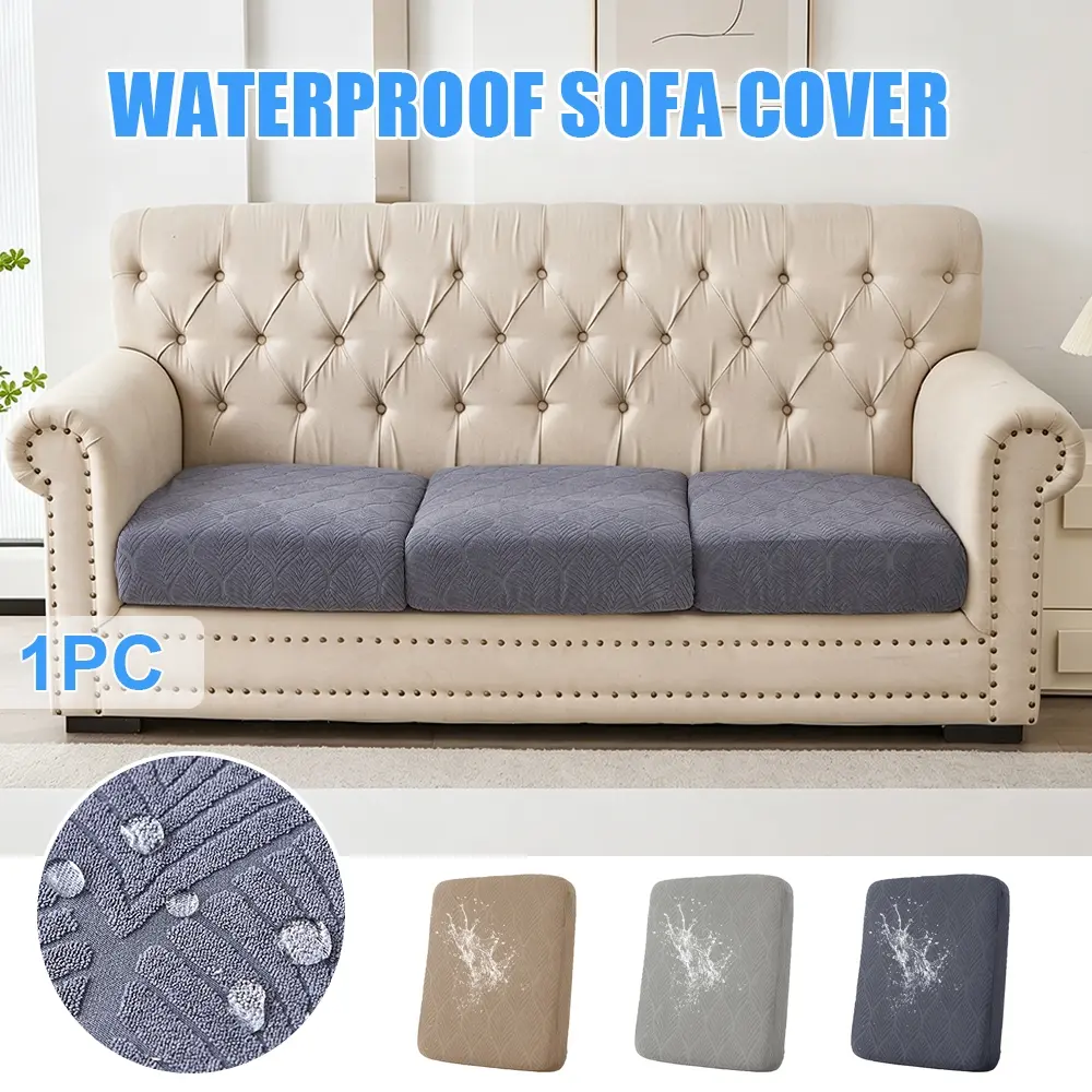 1pc Waterproof Jacquard Sofa Cover with Leaf Pattern Elastic Universal for Patio Sofas Thickened Pure Color Furniture Protective Cover