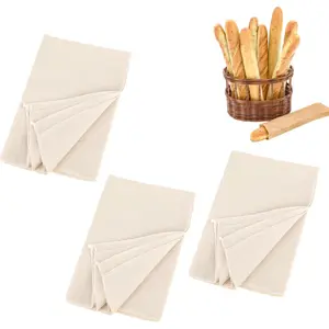 3Pcs 14x18 Inches Linen Proofing Cloth Tea Towels for Sourdough Bread Baking Baguettes Loaves Pastry Homemade Dough Baking