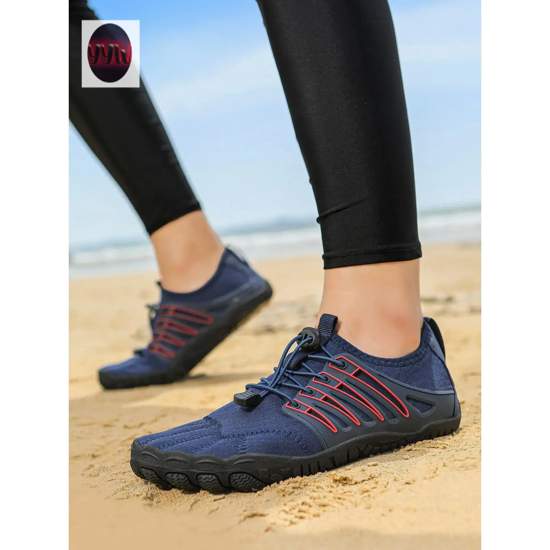 YYW1 Unisex beach shoes, water fitness shoes, five-finger swimming shoes, couple's outdoor wading shoes, Sporty water shoes, durable footwear suitable beaches, swimming, water, Lightweight Swim Shoes