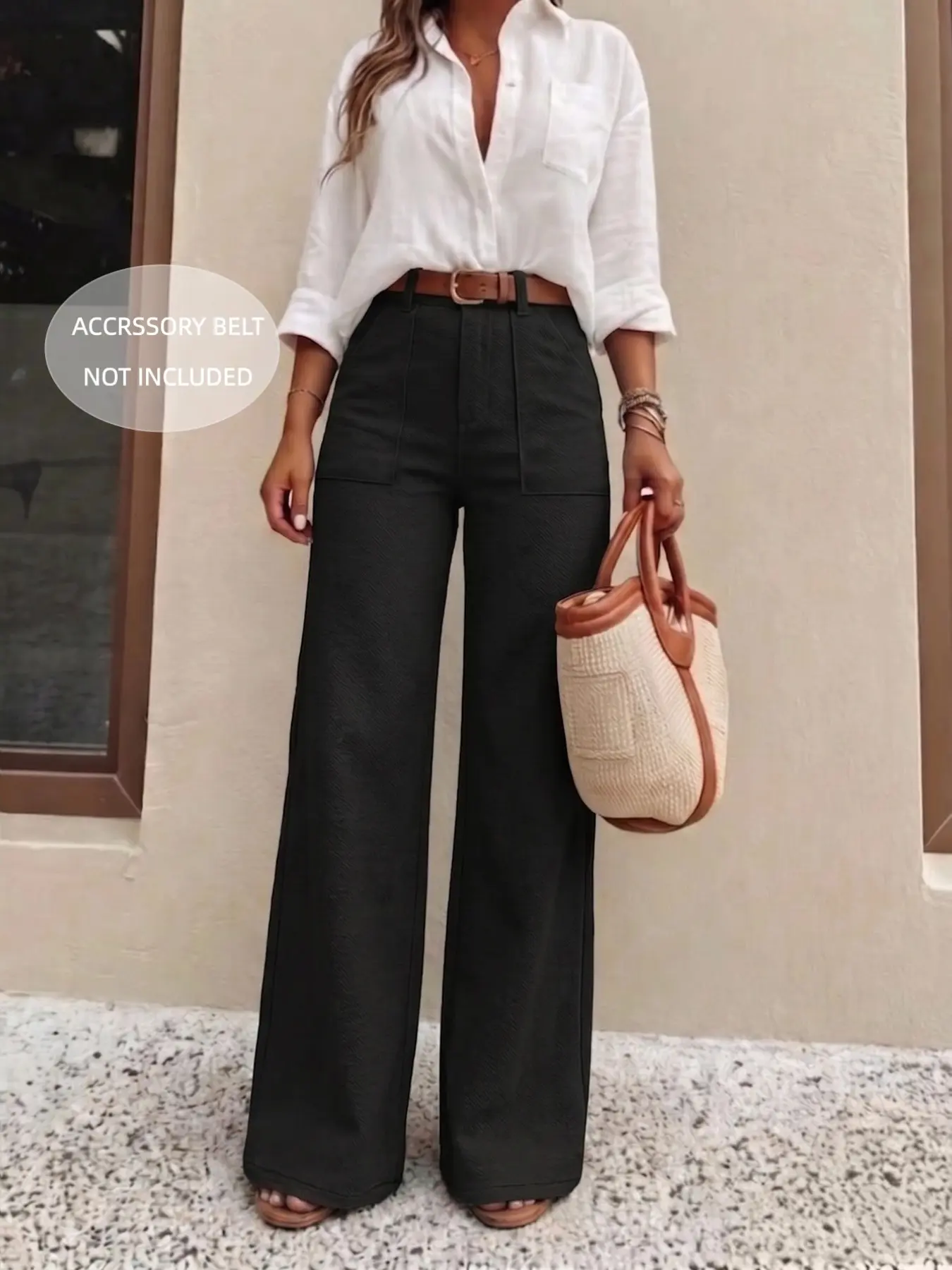 Plus Size Women's Suit Pants, Bottoms, Spring Summer Fall Long Pants, Commuter Casual Straight Leg Trousers, Fashionable and Comfortable