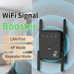 WiFi Extender Repeater, WiFi Extender Booster, 4 High Gain Antennas, Dual Mode RepeaterAP, WPS One Click Setup, Plug  Play, Eliminate Dead Zones, Full Home Coverage, Compatible with All Routers