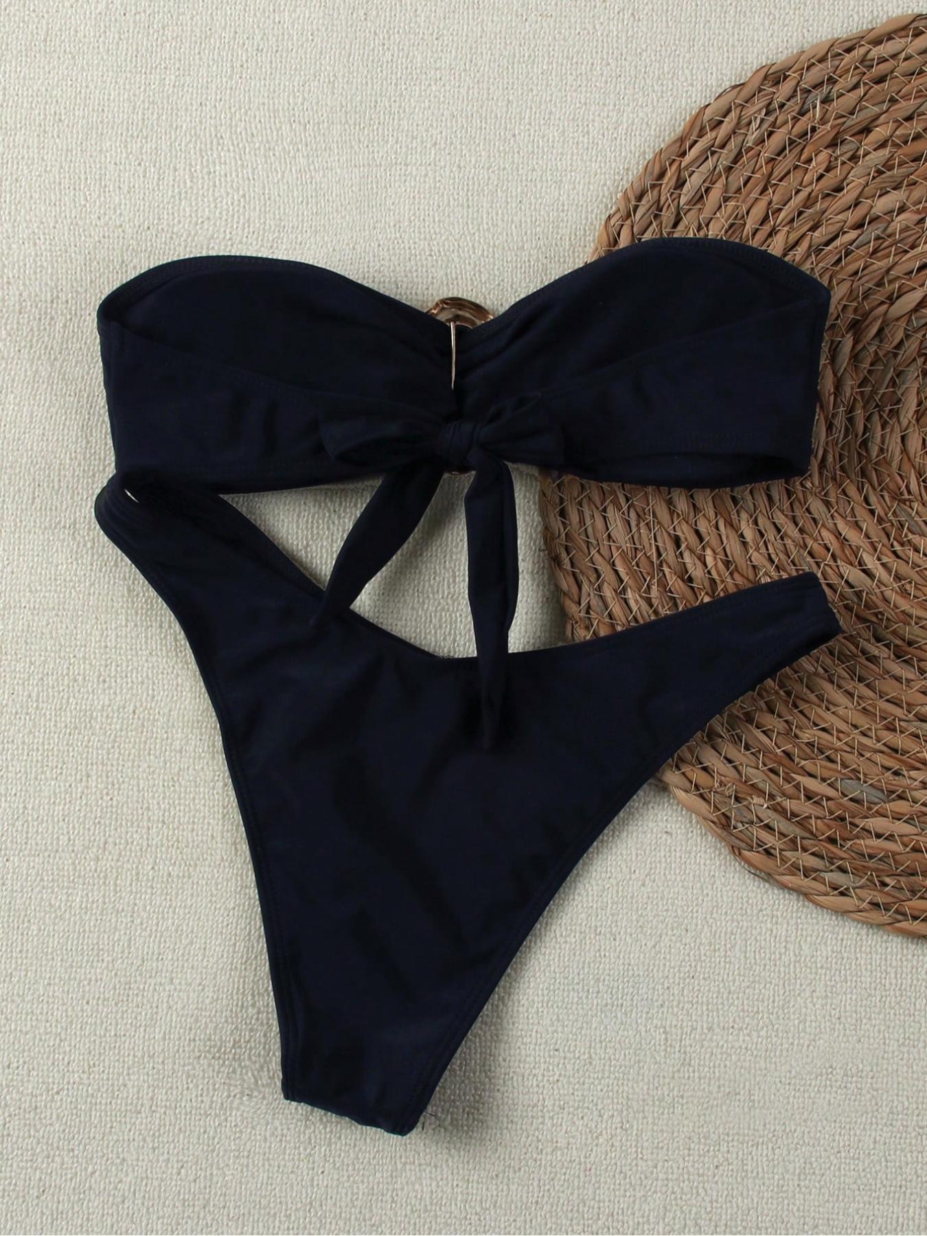 Two-piece Set Women's Bikini Set, Casual Fashion Chic Swim Top & Swim Bottom Swimsuit Set, Ladies Swimwear for Beach Holiday Vacation