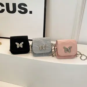 Mini Butterfly Chain Crossbody Bag for Women, Cute Shoulder Purse, Trendy Y2K Aesthetic Lipstick Bag, Small Fashion Handbag for Daily Wear, Shopping, Party and Travel