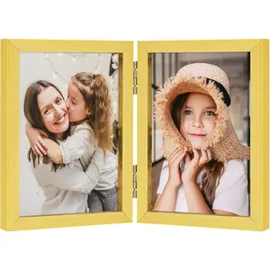 3.5x5 Double Picture Frames Hinged Folding Photo Frames Vertical Stand Frames ()