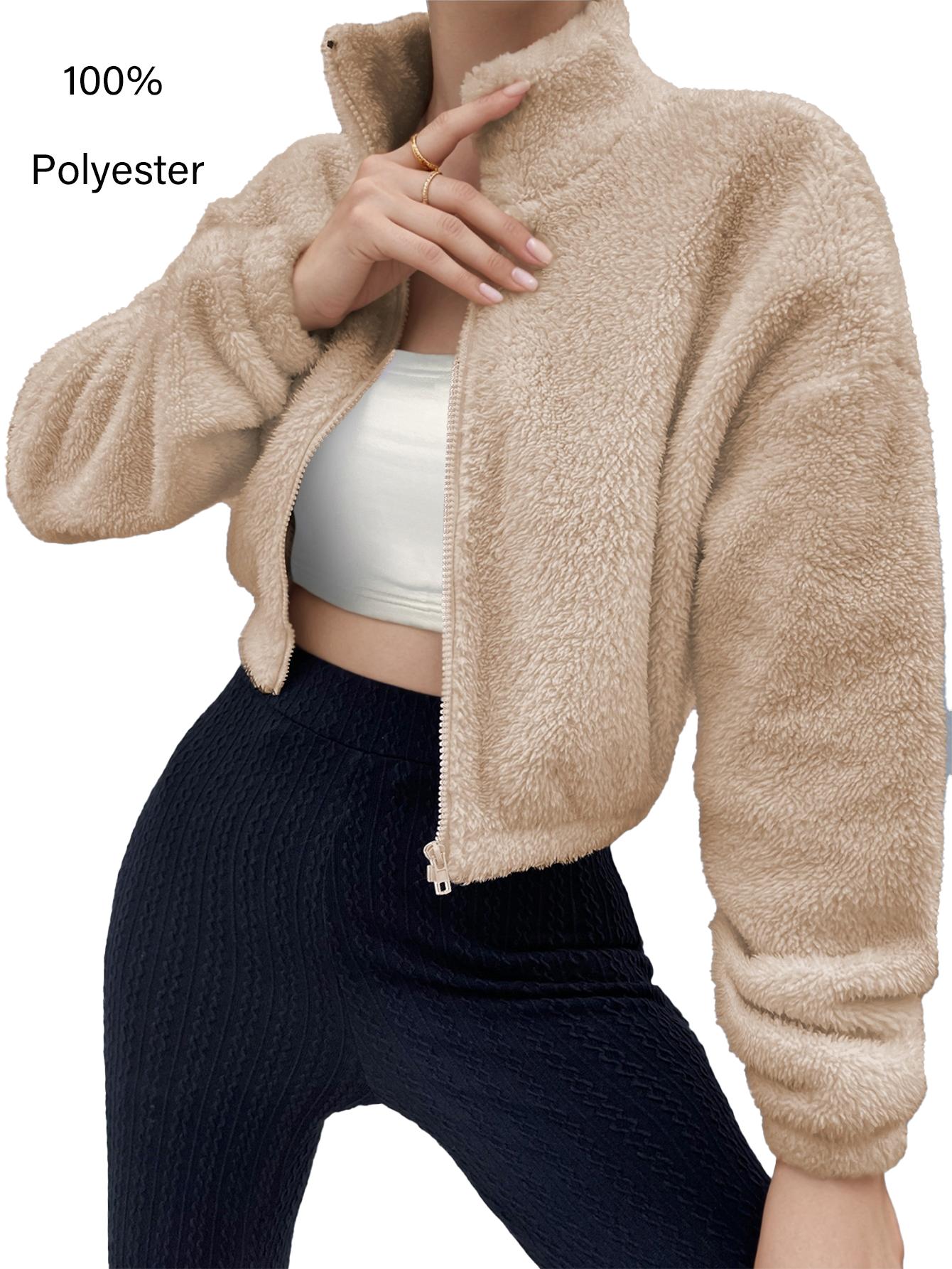 New Spring Women's Jacket, High Neck Zipper Cardigan, Plush Coat