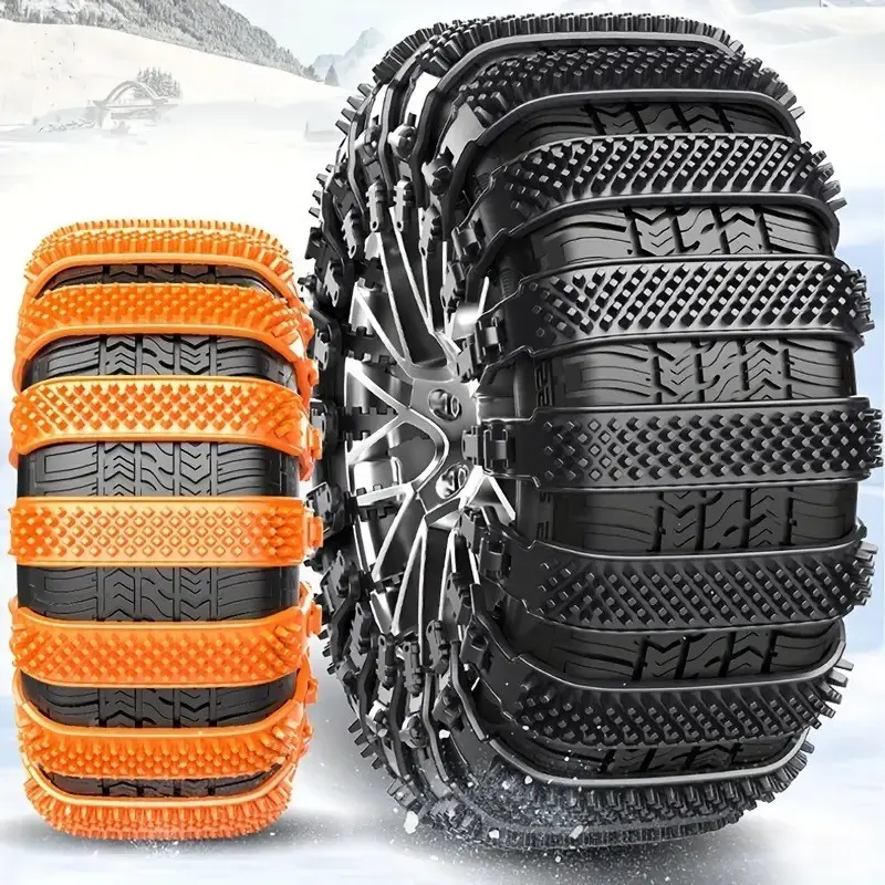 5-Pack Car Tire Chains, Durable Thickened Reinforced Rubber, Quick Clip-On Without Damaging Tires, for Cars Suv, Emergency Use on Snowy Roads