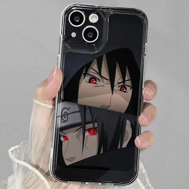 Japan Anime Sasuke Sharingan Itachi Anime Back Phone Case for iPhone 11 12 13 14 15 16 17 Pro Max Plus Kakashi Shockproof Cover