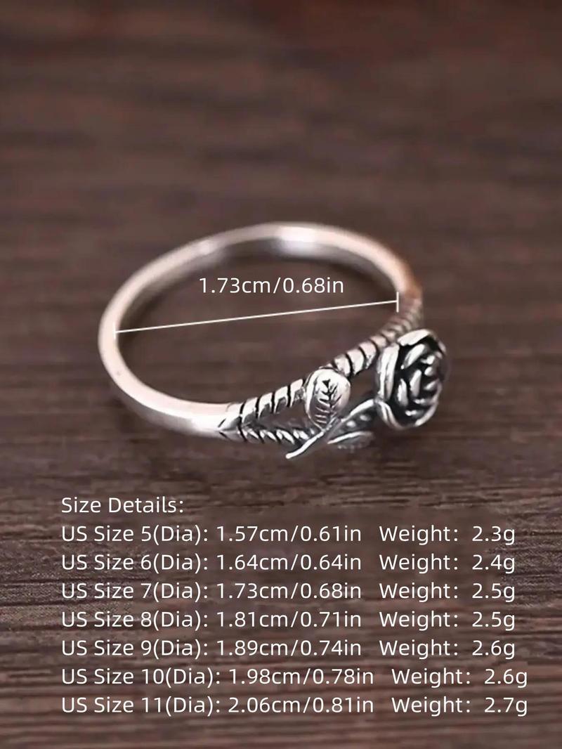 2024 Summer Women's Vintage Rose Design Promise Ring, Trendy All-match Ring for Daily Decoration, Fashion Exquisite Jewelry for Women As Birthday Gift, Valentine's Day, Gift, Statement Rings