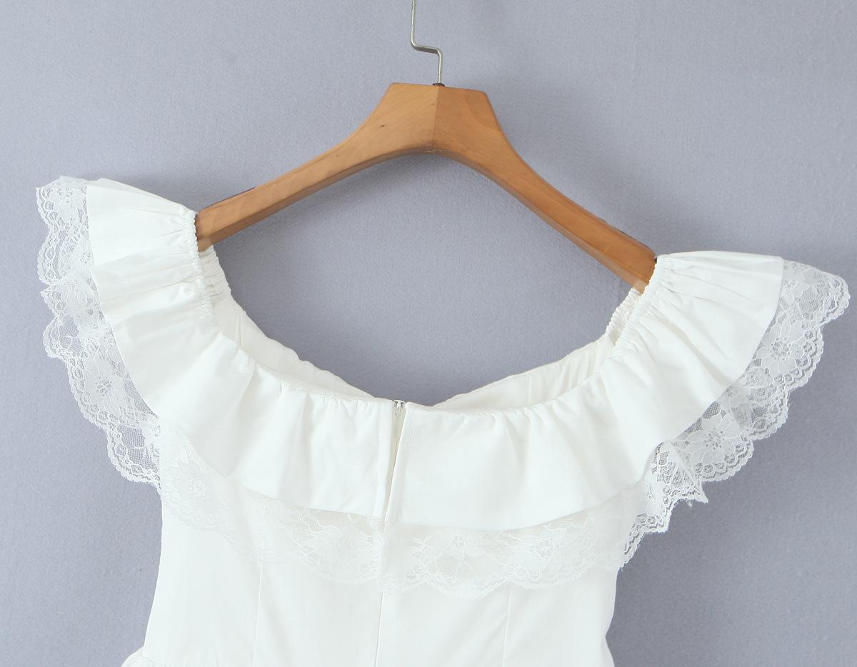 Pure Desire Off-Shoulder Ruffle Sleeve Lace Bow Belt Puffy Princess Dress