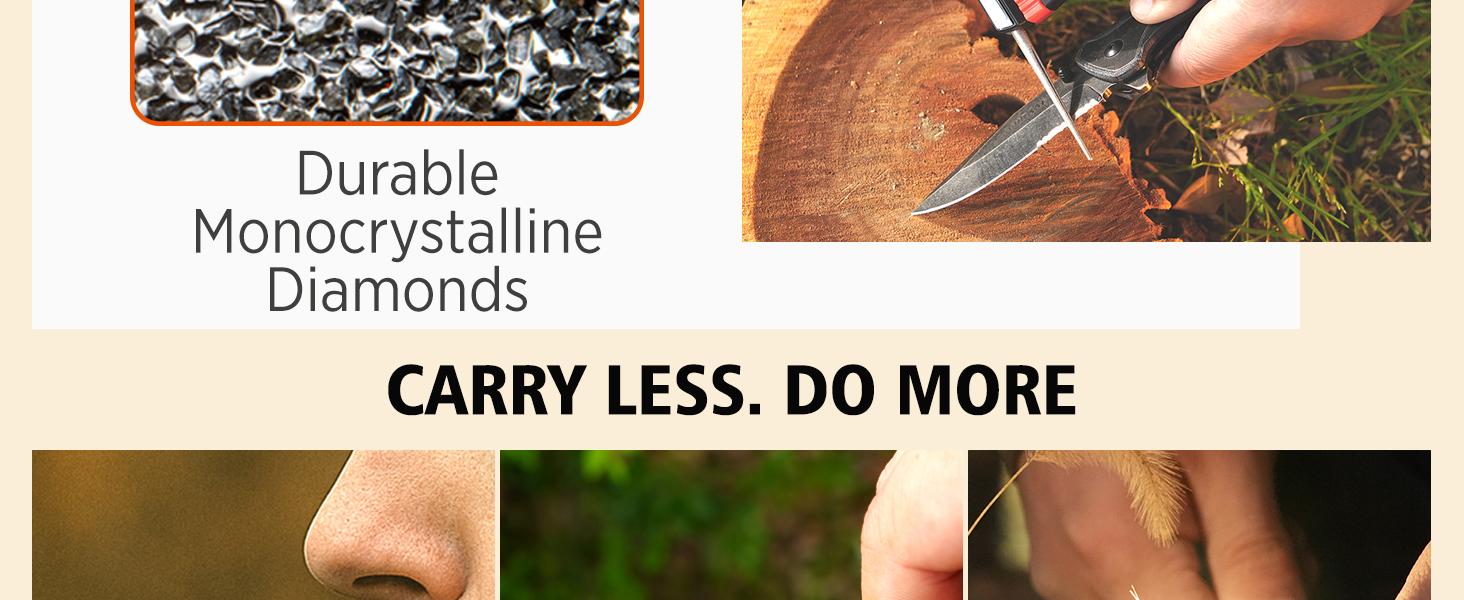 101N 6-in-1 Pocket Knife Sharpener & Survival Tool With Diamond Sharpening Rod, Fire Starter Ferro Rod, Whistle – For Straight & Serrated Blades, Knives (Sharpens, Repairs & Hones)