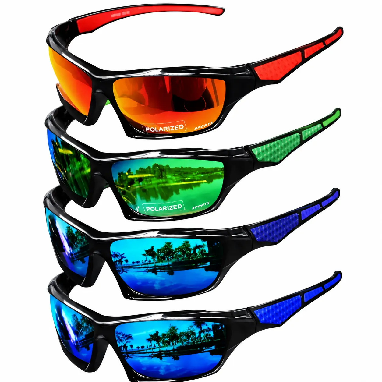 Lightweight Polarized Sports Sunglasses for Men Featuring Mirror-Coated Lenses, UV400 Protection, Enhanced Clarity for Cycling, Driving, Fishing, and Outdoor Adventures—Designed for All-Day Comfort and Summer Lifestyle Versatility sporty