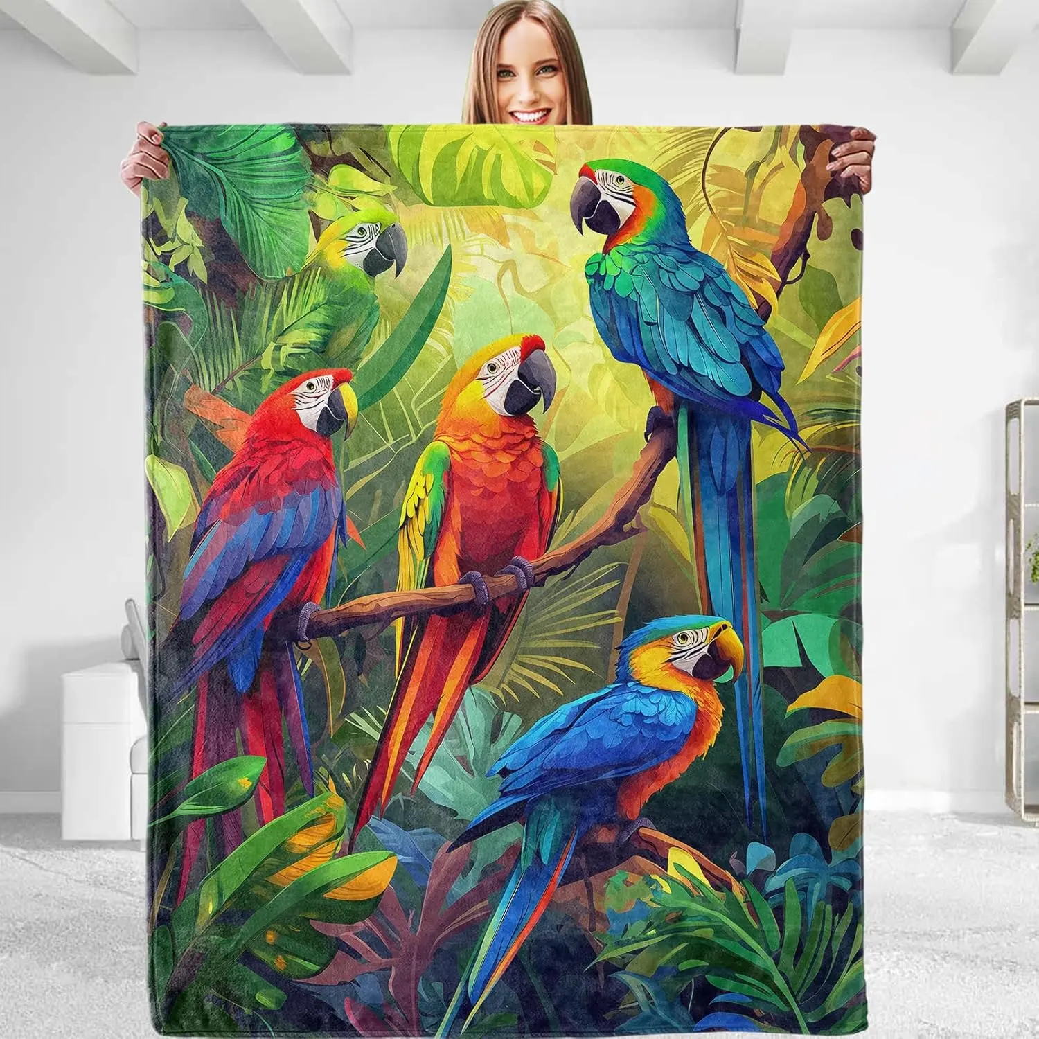 Parrot Blanket - Plush, Soft, Comfy, Lightweight, Warm, Fuzzy, Cozy and Stylish Flannel Throw Blanket Perfect for Couch, Travel, Bed, Office, Outdoor - 50in*60in