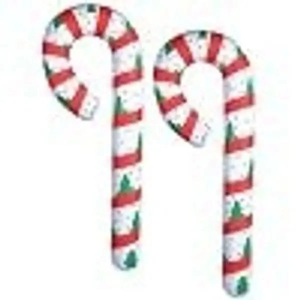 2 JUMBO 44in Inflatable Candy Canes - Vinyl Festive Christmas Decorations for Indoor Outdoor Holiday Party Home Decor