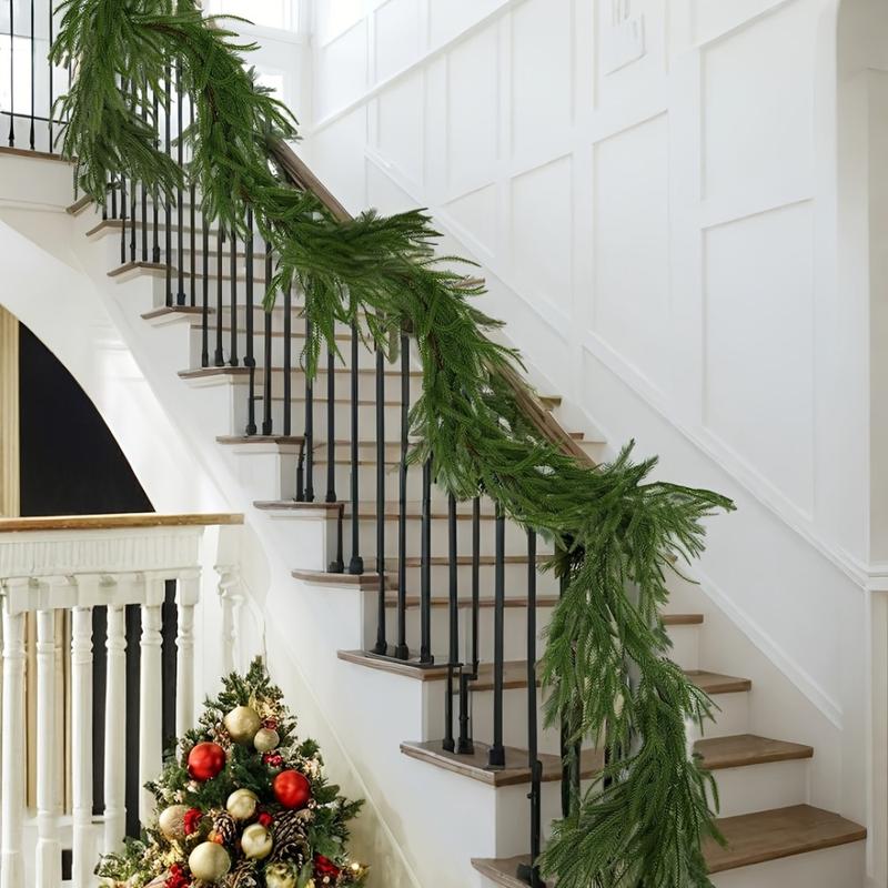 106" Lifelike Nofolk Pine Garland - Green Artificial Christmas Wreath for Indoor & Outdoor Holiday Decor, Perfect for Fireplace Mantle and Window Display