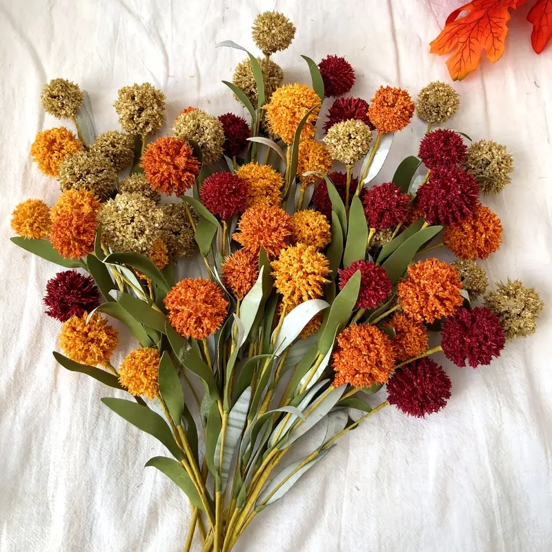 5 Pack Fall Pom Poms, Multicolor Fluffy Pom Balls Flowers for DIY Crafts, Autumn Home Decor, Mix & Match Seasonal Decorations, Soft Fuzzy Craft Supplies for Wreaths, Garlands & Party Decor