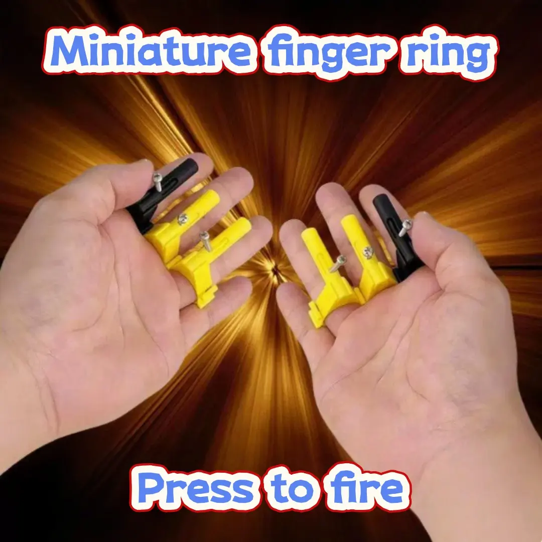 Mini Finger Ring Launcher Toy Portable 6mm Soft Rubber Ball Ejector Fidget Gadget Adjustable Finger Size Stress Relief Prank Toy Easy Assembly Novelty Desk Game Toy Gift For Teens Adults Office Funny Viral Video Prop