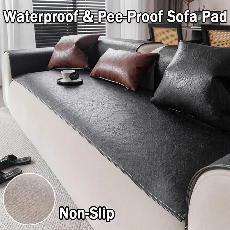 1pc Leather Outdoor Non-Slip Sofa Cover, Washable Sofa Cover, Waterproof Urine Proof, Pet Scratch Protection, Multiple Colors and Sizes, Ideal for Living Room, Garden, Car