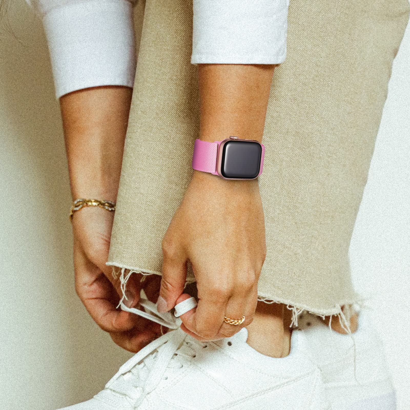 Nylon Smart Watch Strap (Only Band), Adjustable Elastic Breathable Watch Band, Stylish Smart Watch Replacement Watchband Suitable for Apple Watch, Smartwatch Strap, Smart Watch Accessories