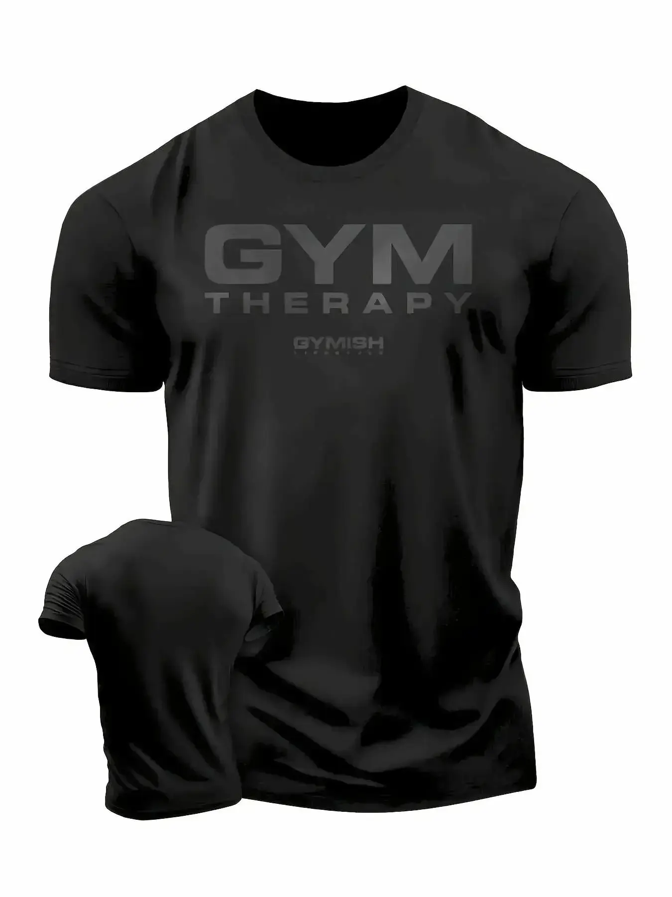 Men's Gym Relax Printed T-Shirt, Lightweight Breathable Loose Fit, Round Neck Design, Ideal for Workout & Casual Wear, Modern Style