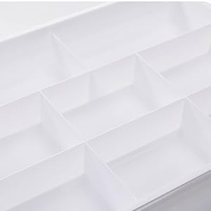 Plastic Storage Bins with Lids - 1 Set Stackable Arts Crafts Organizer Box with Removable Divided Tray &Compatible Building Baseplate,Toy Chest Containers for Bricks -White(14.37"x9.64"x6.69")