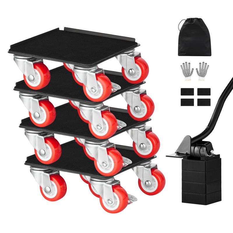 VEVOR Furniture Dolly, Maximum Load 1200 lbs, Heavy Duty Furniture Movers with 5 360 °   Rotation Wheels, Carbon Steel Panel, Furniture Lift Slider Tool Set for Appliances, Sofa, Fridge, Washing Machine