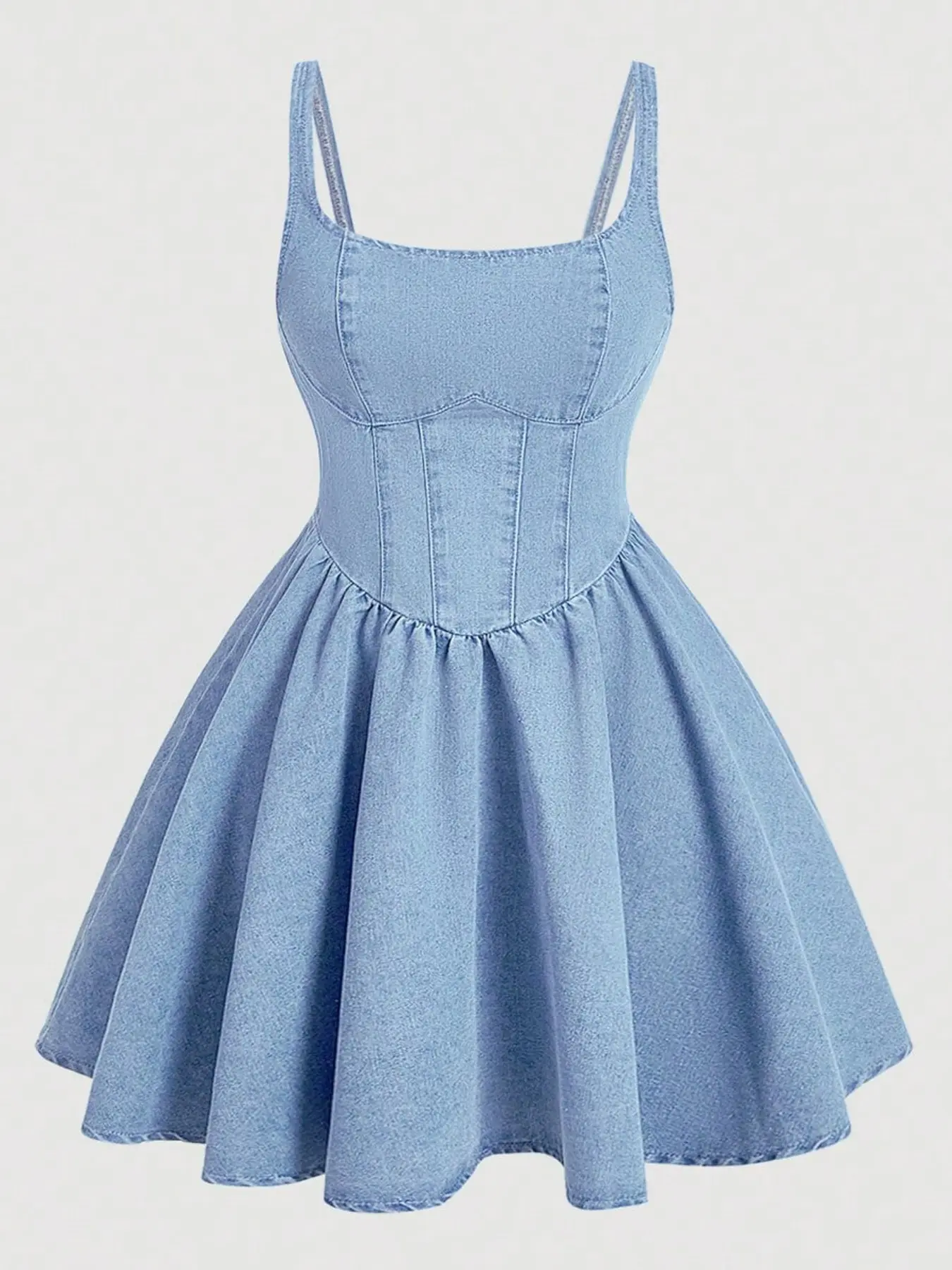 Women's Blue Denim Halter Dress, Vintage Sexy Thin Straps Midi, Fashionable Comfort Design, Perfect for Casual Wear, Versatile Fashion Accessory