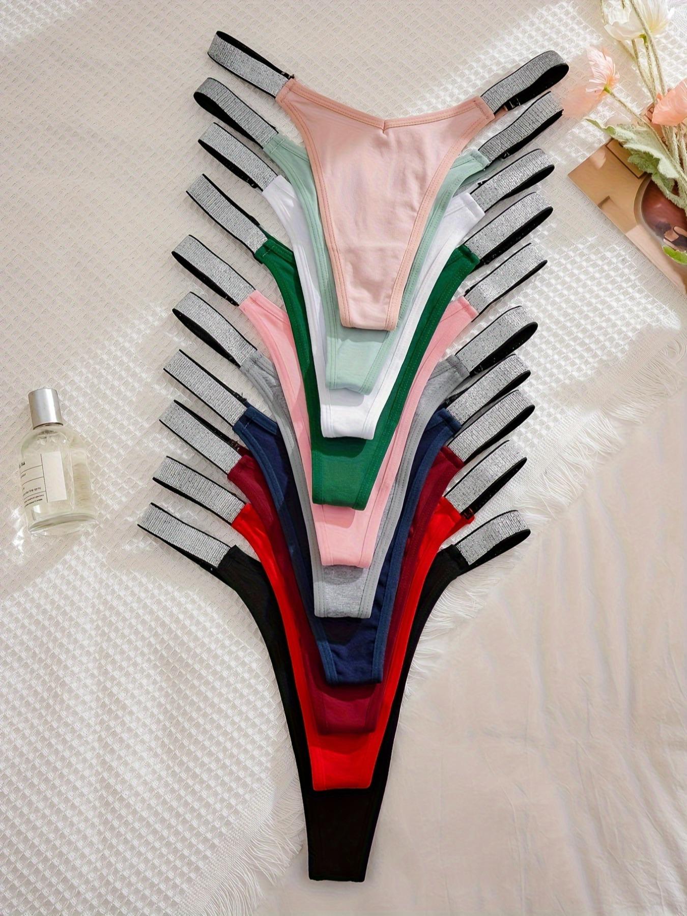 Women's Glitter Solid Color Drop Waist Thong, Regular Fit Casual Comfy Breathable Seamless Panty for Daily Wear, Ladies Underwear for All Seasons, Underwear for Women, Seamless Design