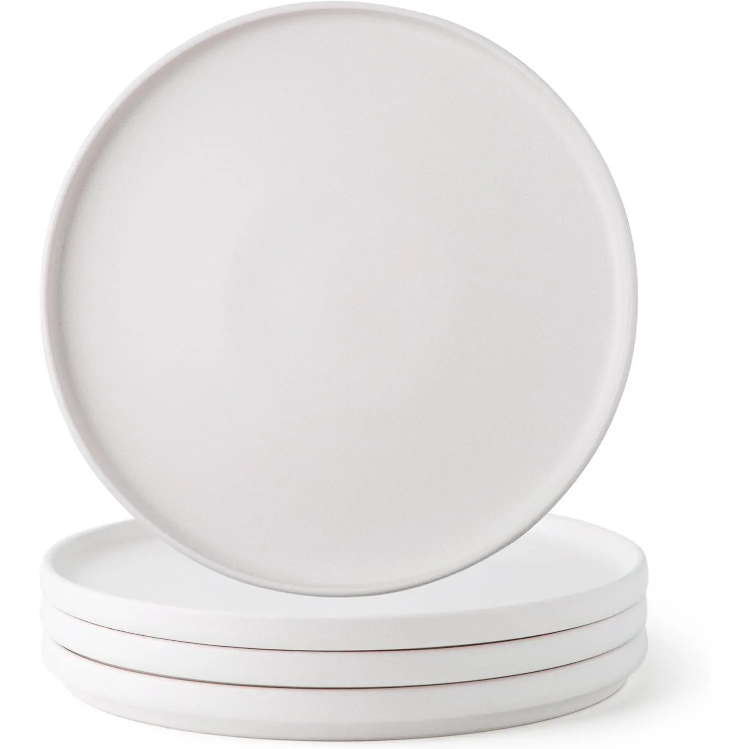 Ceramic Dinner Salad Plates Set of 4, 8.5 Inch Reactive Matte  Dish Set, Dessert, Salad, Appetizer, Small Dinner Plate, Microwave, Dishwasher Safe,Scratch Resistant,Matte White