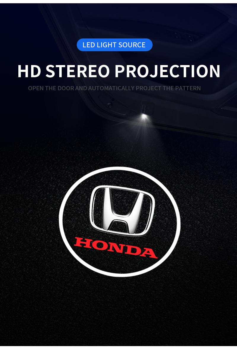 2Pcs HD Led Car Door Welcome Light Laser Projector Courtesy Lamp for Honda Civic 10th 11th Gen Hrv Jazz City Fit Accord 7 Crv
