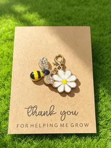 Enamel Bee & Daisy Charm Pendant, Cute Insect Flower Jewelry, Teacher Appreciation Gift, Graduation Keepsake, Small Gift for Educators
