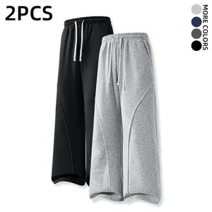 Multi-Pack Casual Straight Wide Leg Mens Sweatpants, Breathable Comfort Drawstring Trousers, Essential Lazy Summer Outfits for Trendy Everyday Men’s Fashion