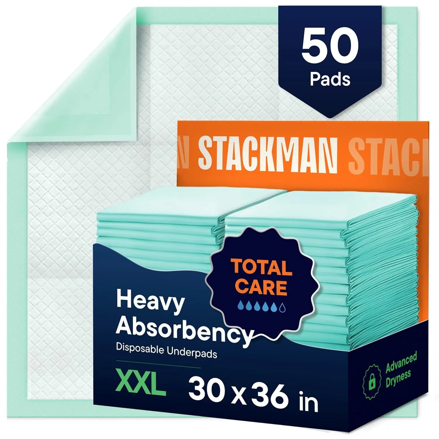 Disposable 30x36 Underpads, 50-Pack, Incontinence Chux Pads