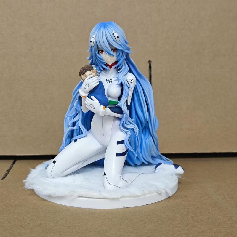 Iconic EVA Rei Ayanami Kneeling Figure  New Theatrical Edition Long Hair Gentle Gaze – Must-Have Anime  for True Evangelion Fans! toy excellent gift choice decor festive home craft art figurine