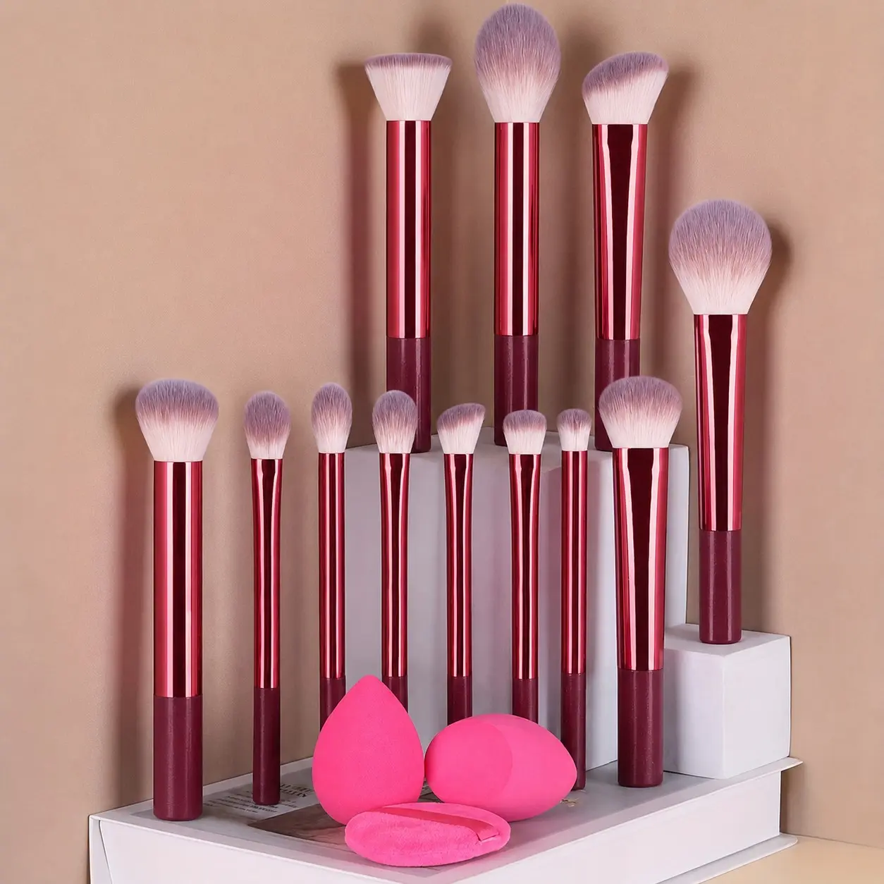 15-Piece Makeup Brush Set, Includes Powder Brush, Blush Brush, Highlighter Brush, Eyeshadow Brush, Eyelash Brush, Eyeliner Brush, Angled, Beauty Brush Set, Makeup Brushes Set