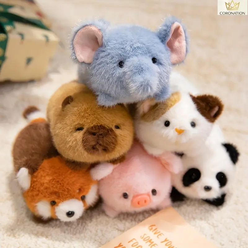 Cute Mini Plush Animal Toys, Soft & Cuddly Stuffed Animal Collectible, 6.3-Inch Penguin, Sloth, Fox, Cat, Rabbit & Panda, Kawaii Desk Decor for Office, Bedroom, Easter, Birthday Gifts