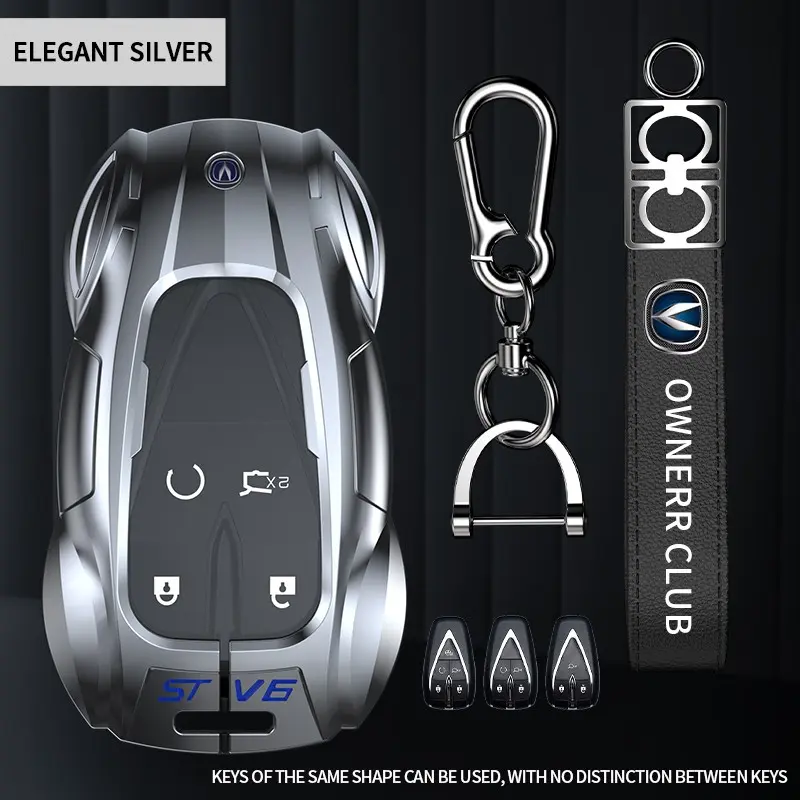 Suitable for Changan CS75 PLUS, UNI-V, UNI-T, Eado PLUS, Z6, Qiyuan A05/A07 3/4/5-button metal car key protective case, key cover, keychain, remote control protective cover, keychain accessory, cool sports car design